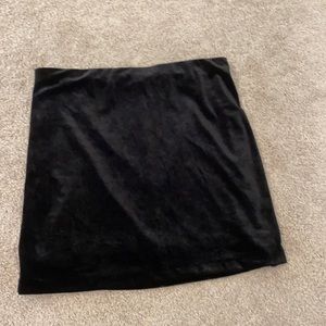 Black velvet mini skirt